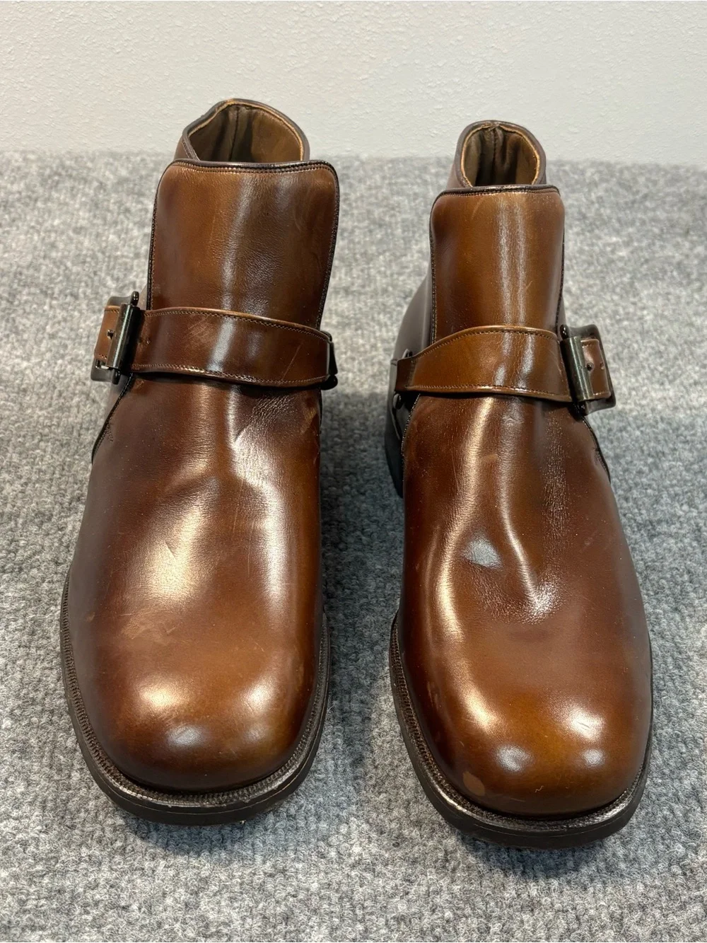 Allen Edmonds Ostendo Jodhpur Boots 7 EEE Brown Leather Monk Strap Ankle Mens